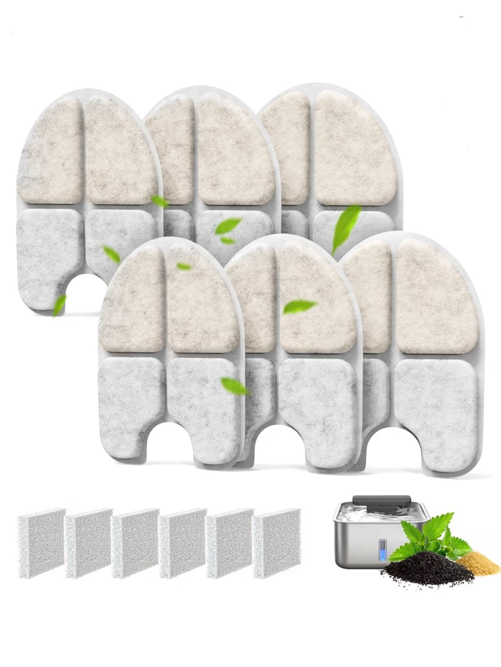 Pet Fountain Replacement Filter 6 Filters 6 Sponges